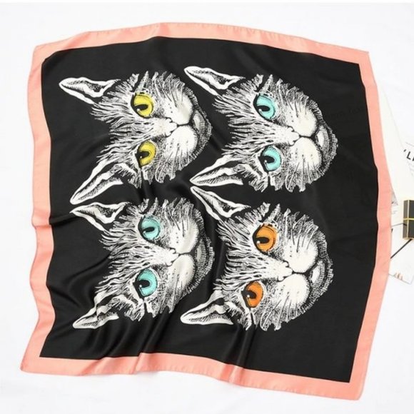Cat Eyes | Etched Drawing of Cats Scarf or Bandana - Picture 2 of 6
